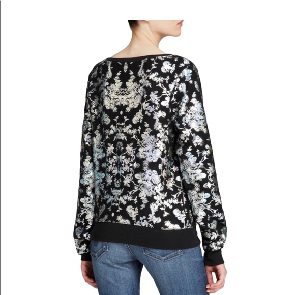 Wildfox Black Holographic Foil Toile Sweatshirt - Picture 2 of 5